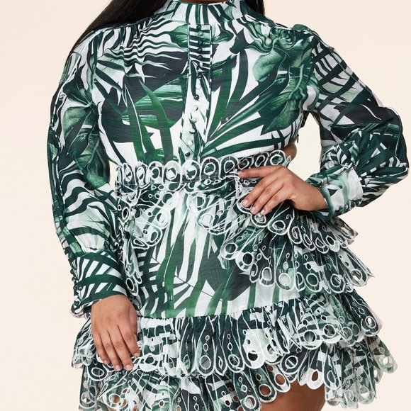 Floral Green Mini Dress - Picture 1 of 3